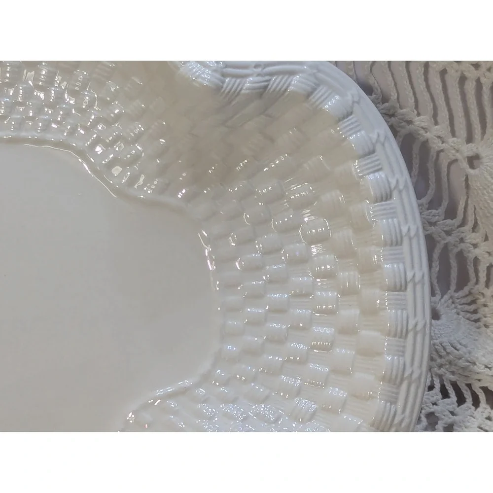 Spode Imperial Fancies Basket Weave Serving Dish 1930s Creamware England 13 Inch
